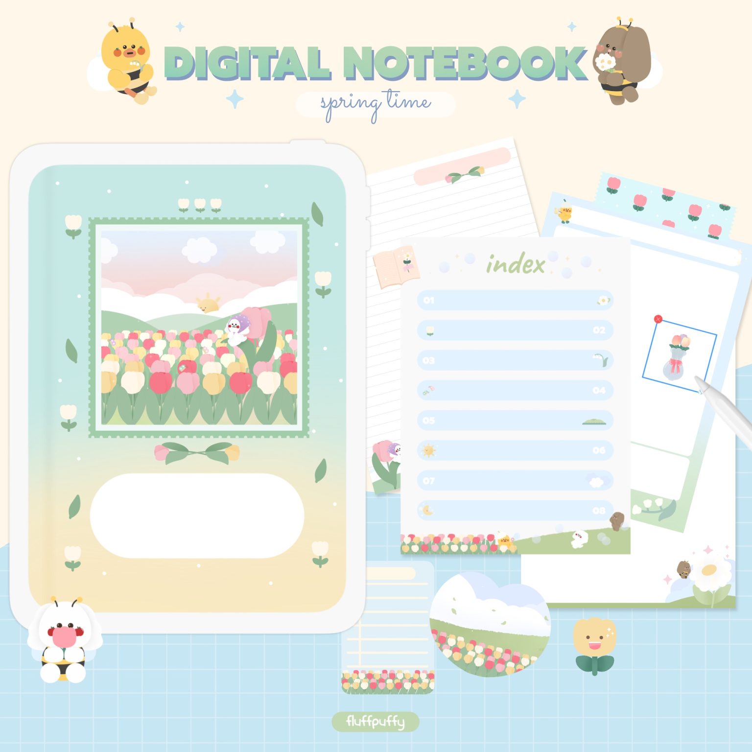 กระดาษโน๊ต memo pad notepad paper png digital notebook: FLUFFPUFFY spring time Cover