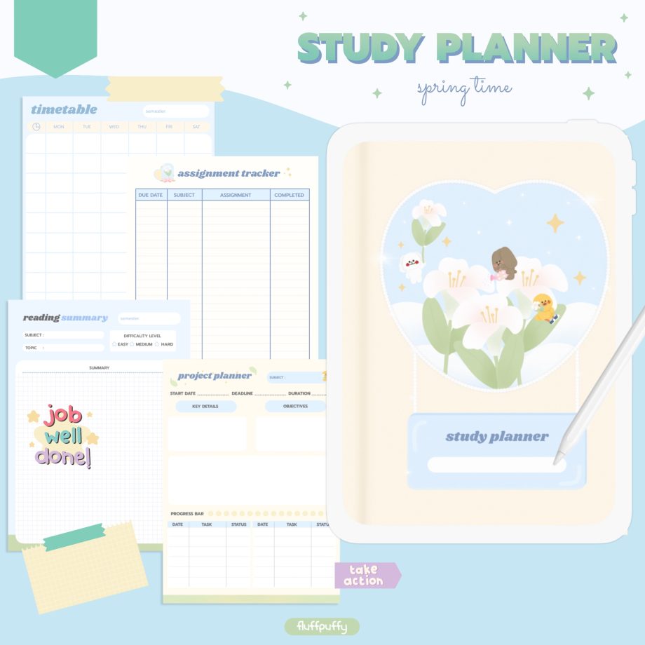 digital planner goodnotes แพลนเนอร์ - FLUFFPUFFY digital planner (spring time)