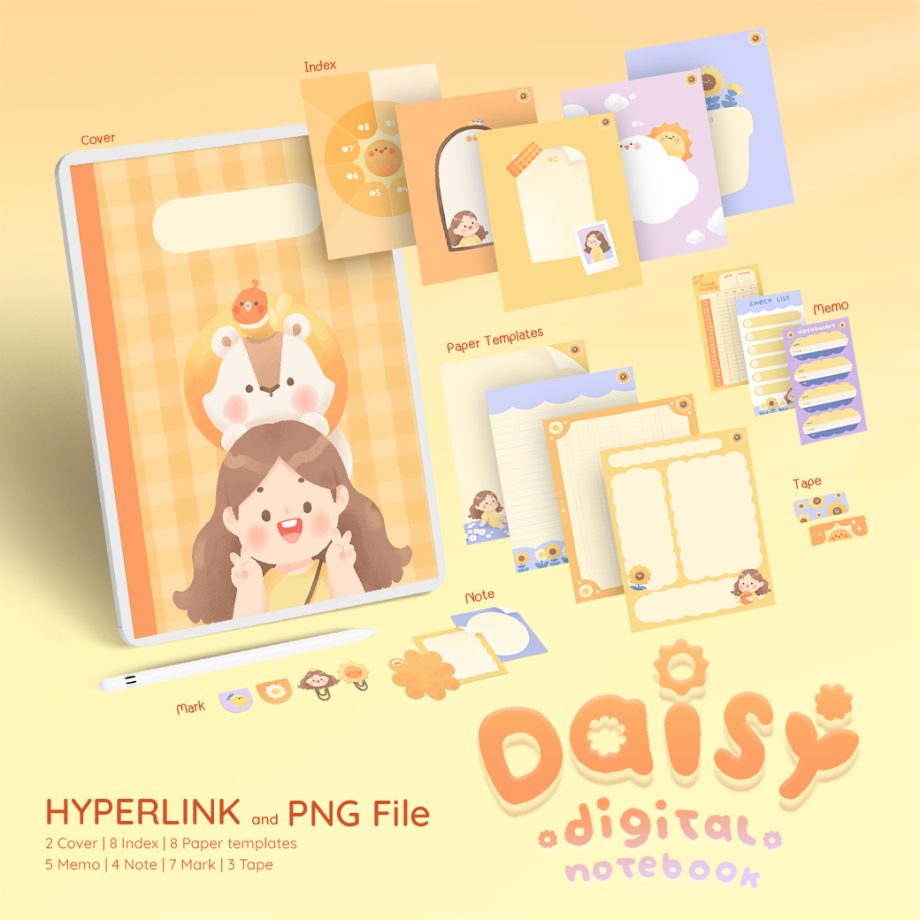 กระดาษโน๊ต memopad digital notebook png - LONGHON digital notebook (daisy)