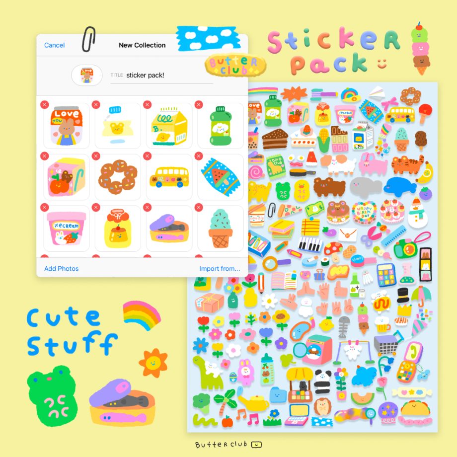 digital stickers สติ๊กเกอร์ goodnote png - BUTTERCLUB digital sticker (cute stuff) ตัวอย่าง
