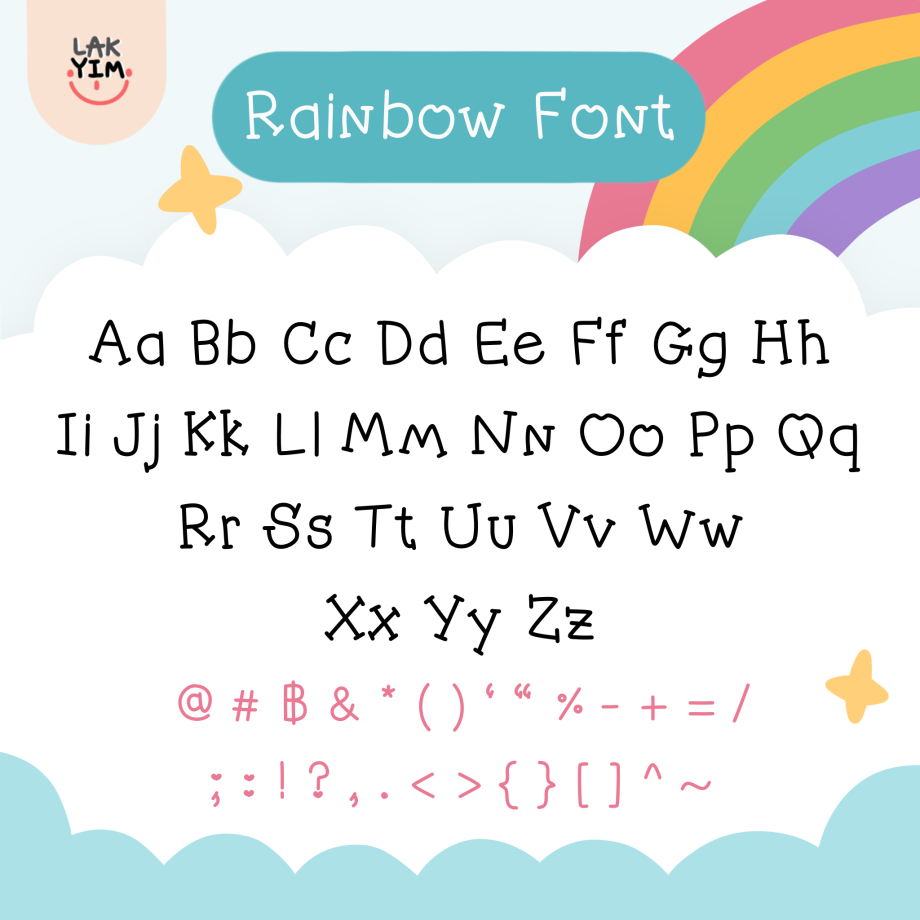 ฟอนต์ภาษาอังกฤษ ฟอนต์ไทย - LAKYIM.OFFICIAL Font (rainbow) ตัวอย่าง