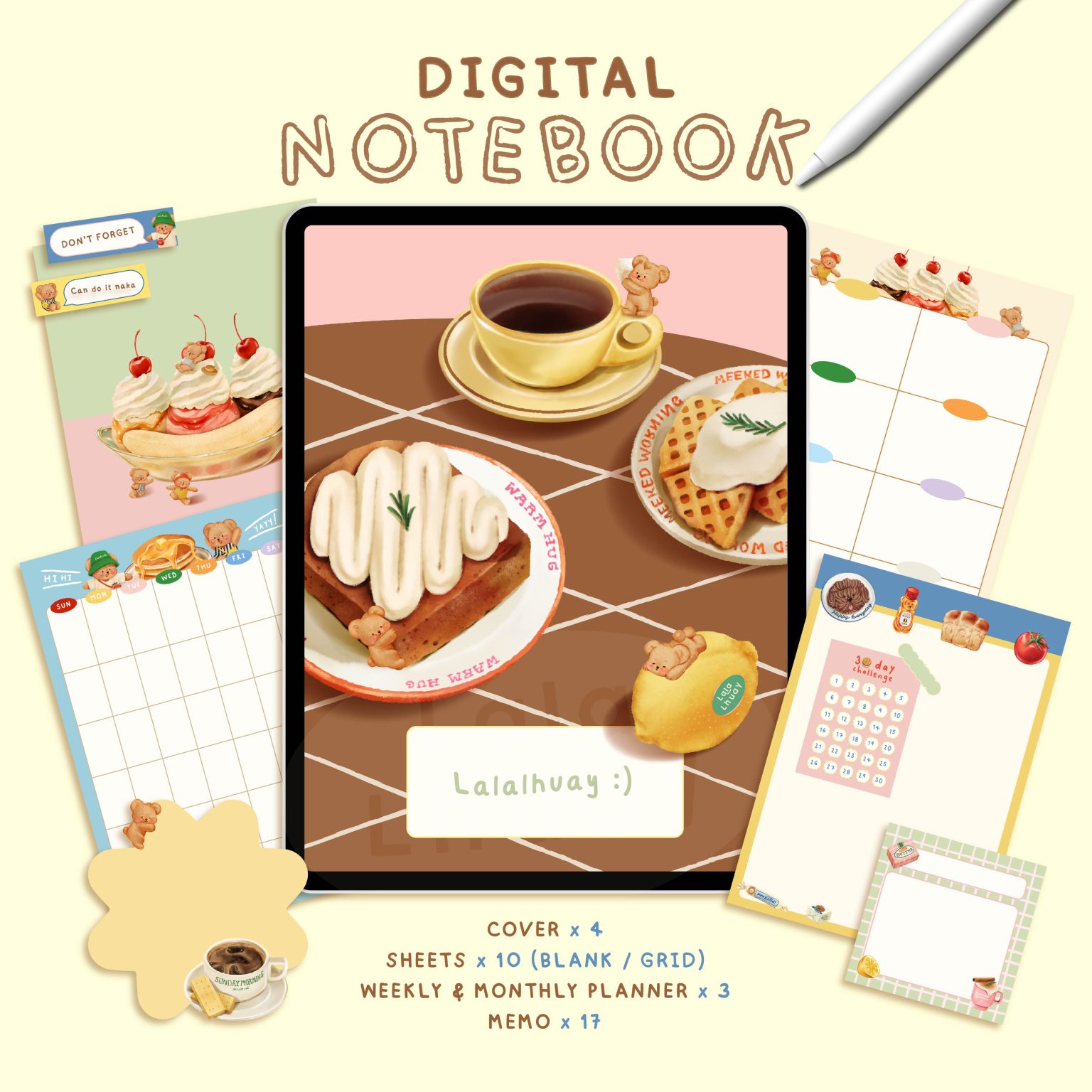 กระดาษโน๊ต memo pad notepad paper png digital notebook: LALALHAUY something sweet collection Cover