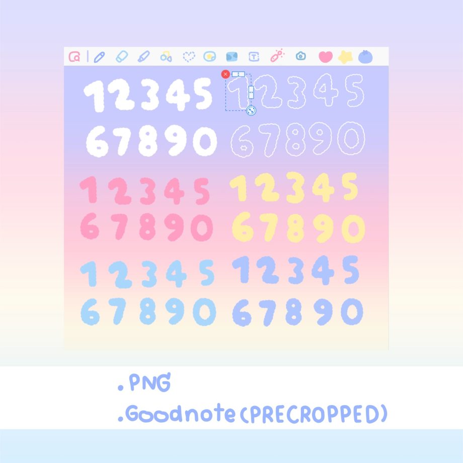 สติ๊กเกอร์ sticker goodnote png - MINEBXRRY digital sticker (number sticker) ตัวอย่าง