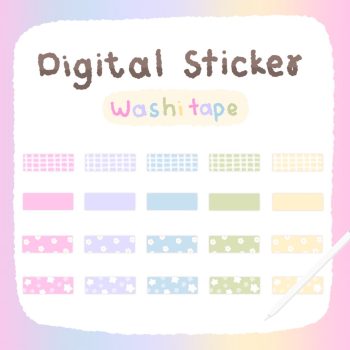 digital stickers สติ๊กเกอร์ goodnote png - MINEBXRRY digital sticker (washi tape pastel)