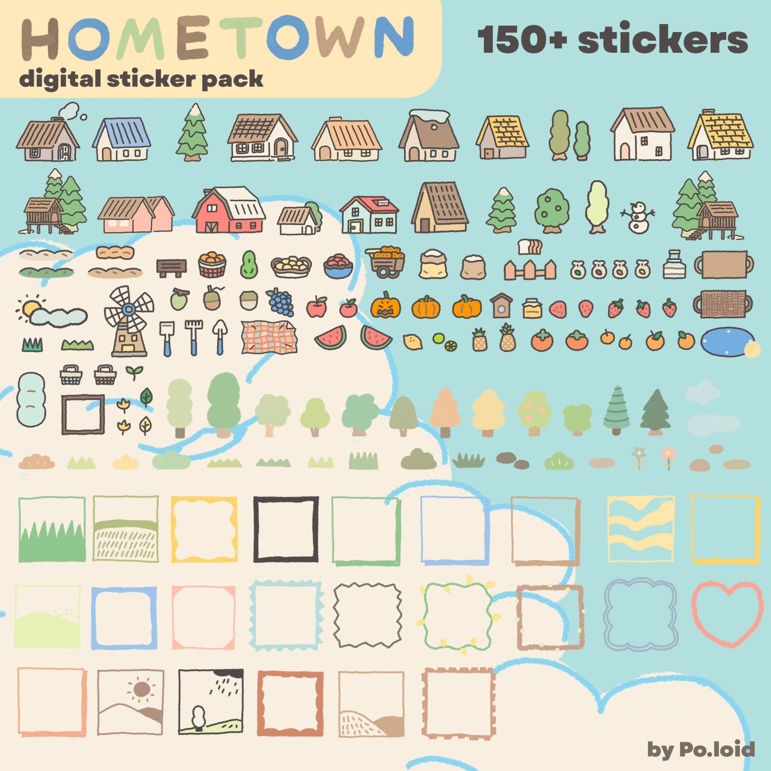 สติ๊กเกอร์ goodnotes png digital sticker: PO.LOID hometown Cover