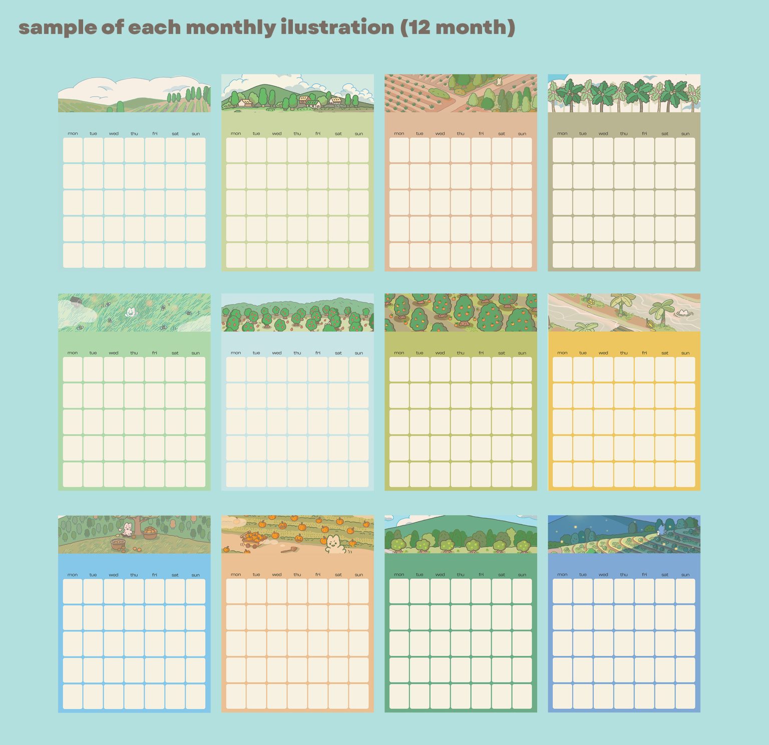 planners แพลนเนอร์ goodnote template digital planner: PO.LOID harvest 12 month