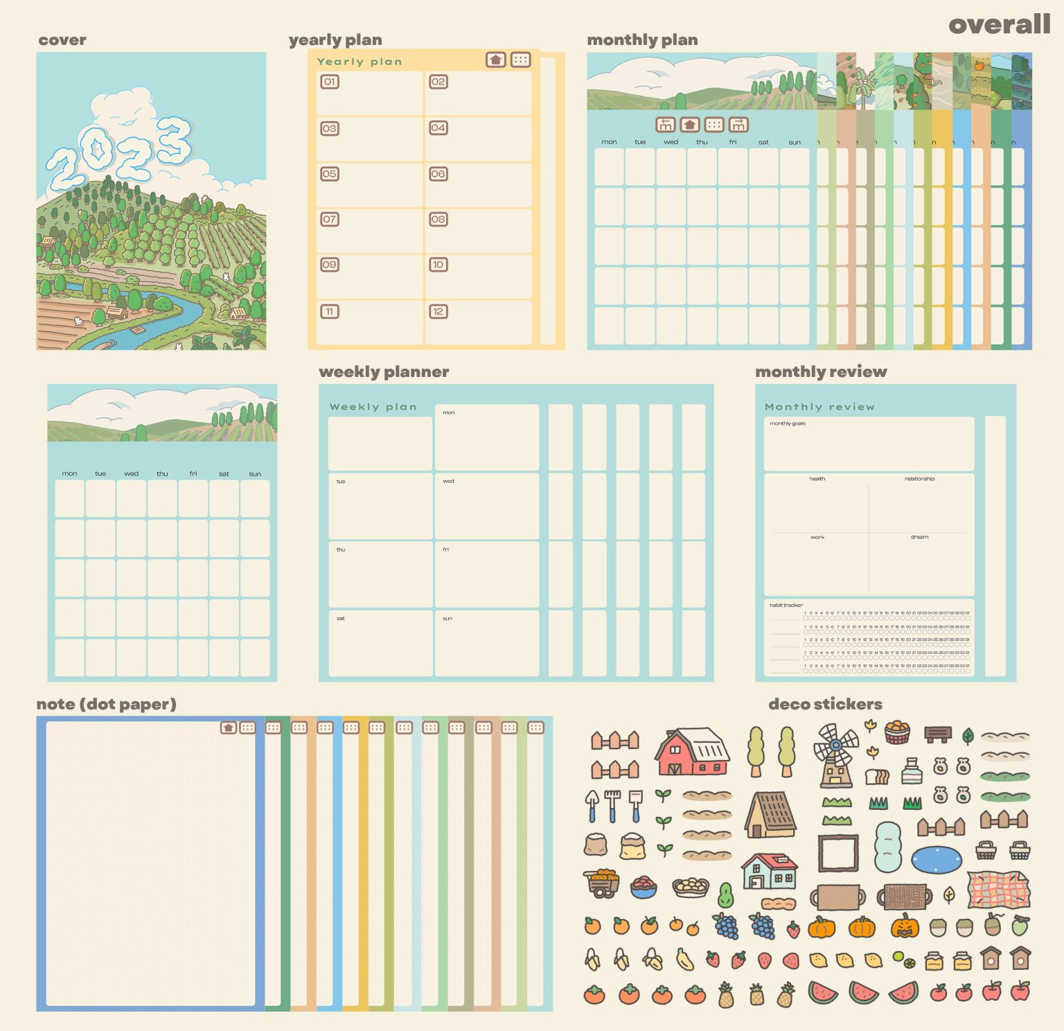 planners แพลนเนอร์ goodnote template digital planner: PO.LOID harvest overall