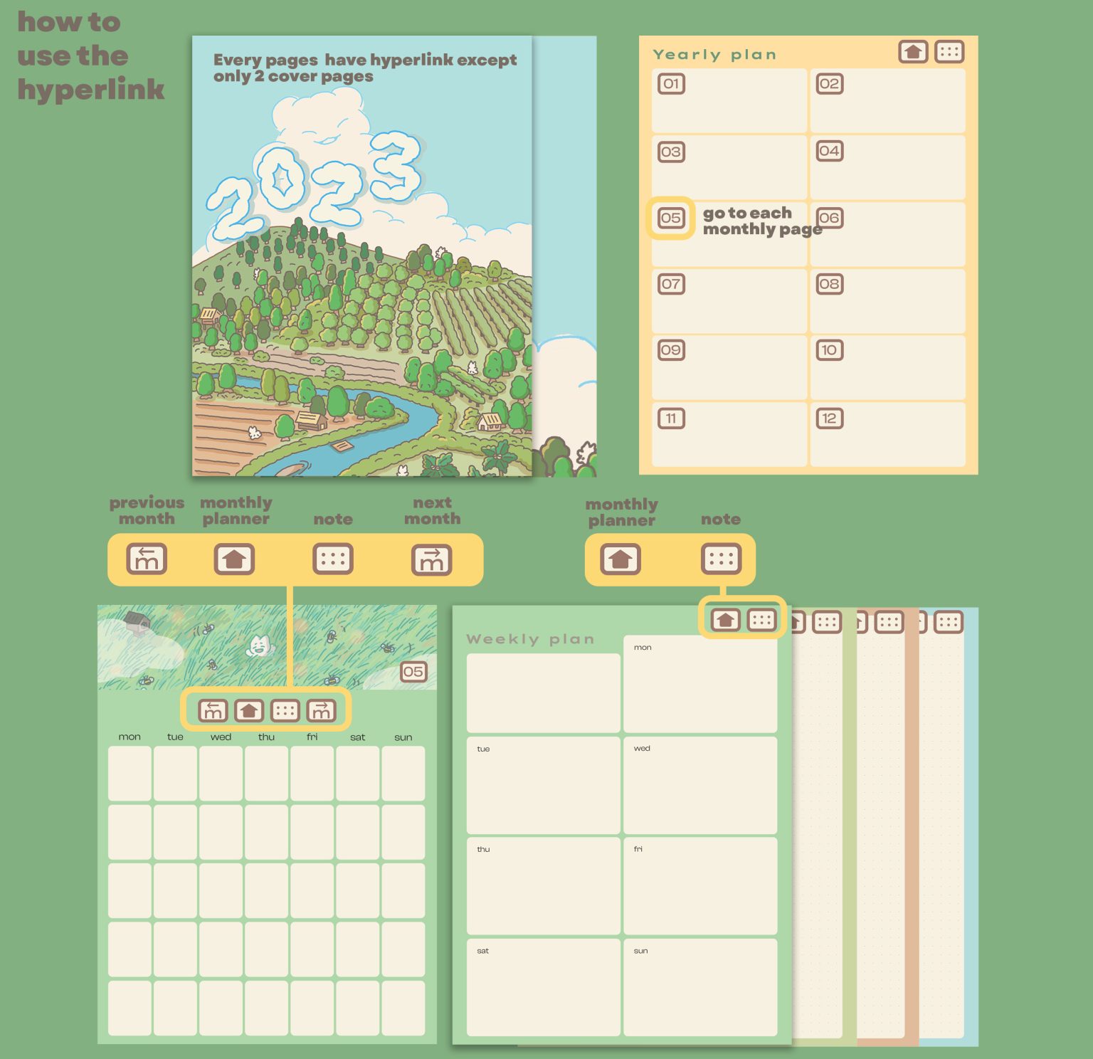 planners แพลนเนอร์ goodnote template digital planner: PO.LOID harvest hyperlink