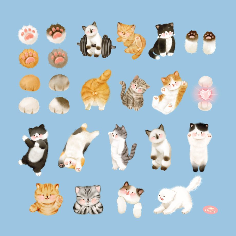digital stickers สติ๊กเกอร์ png สติ๊กเกอร์ goodnote - LALALHAUY digital pack (we are fluffy cat!) ตัวอย่าง