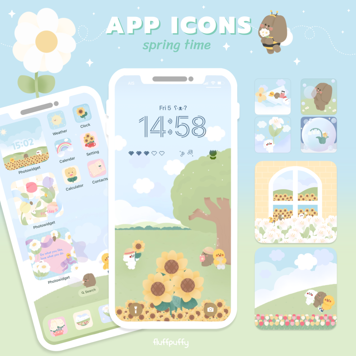 widget icon folder วอลเปเปอร์ไอโฟน wallpaper iphone: FLUFFPUFFY spring time Cover