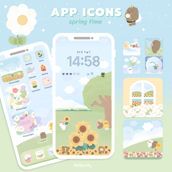 ไอคอนโทรศัพท์ png พื้นหลังสวยๆ วอลเปเปอร์ icon wallpaper iphone ipad ธีมไอโฟน - FLUFFPUFFY icon and wallpaper (spring time)