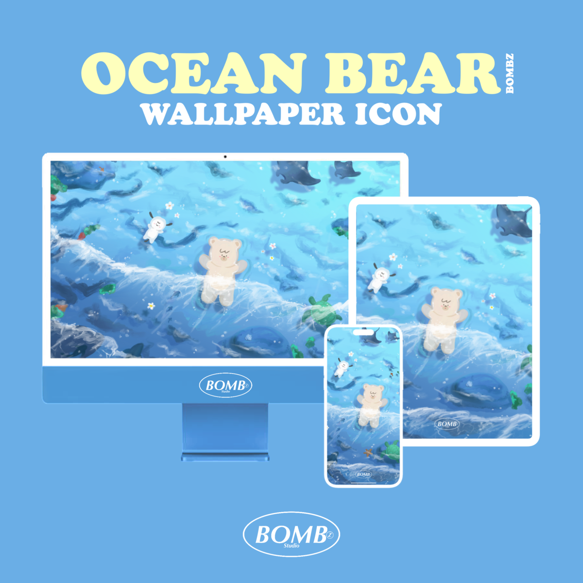 widget icon folder วอลเปเปอร์ไอโฟน wallpaper iphone pc ipad: BOMBZSTUDIO ocean bear Cover