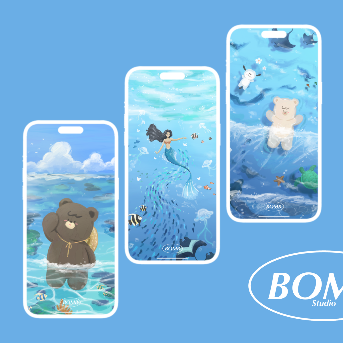 วอลเปเปอร์ไอโฟน wallpaper iphone: BOMBZSTUDIO ocean bear Preview