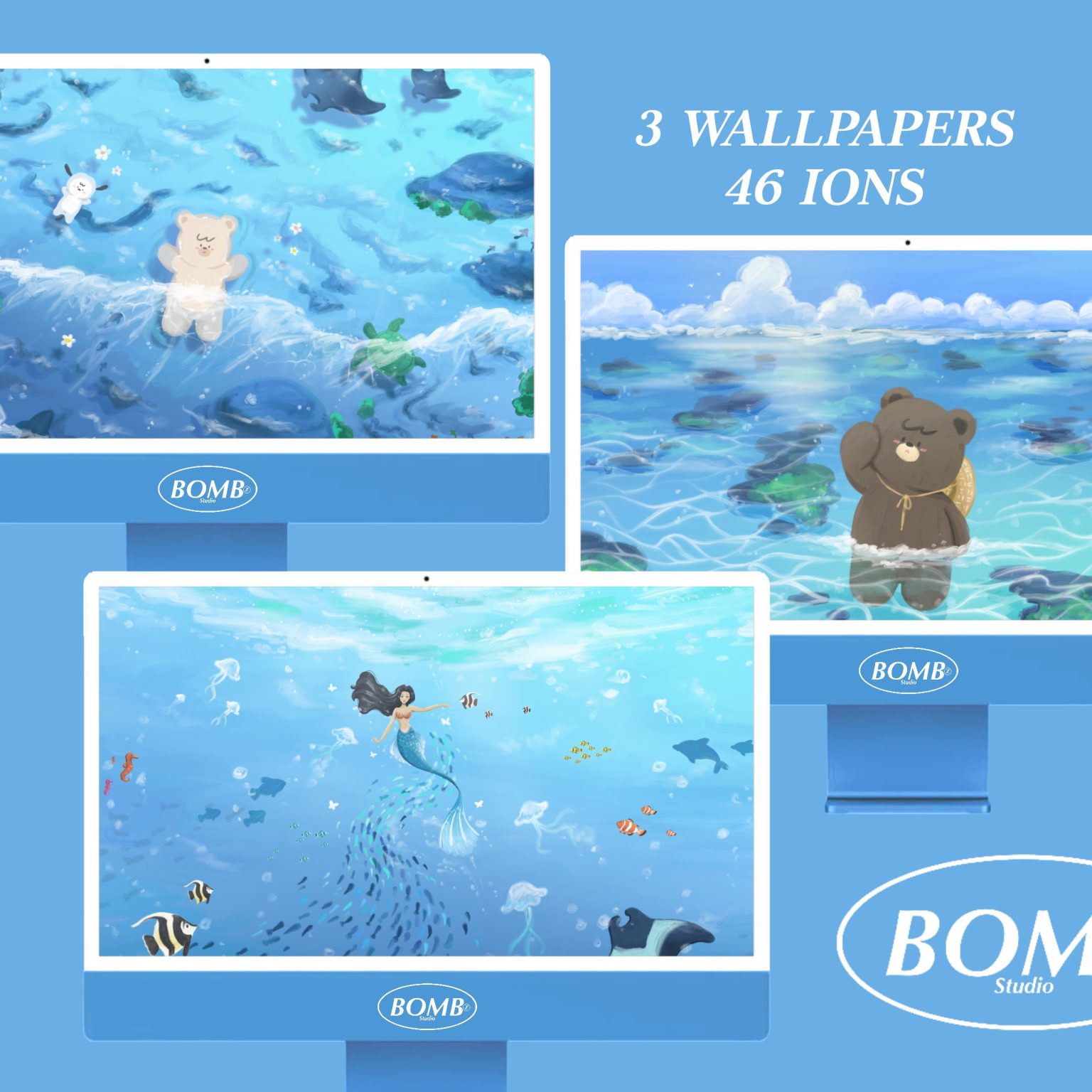 wallpaper pc: BOMBZSTUDIO ocean bear preview