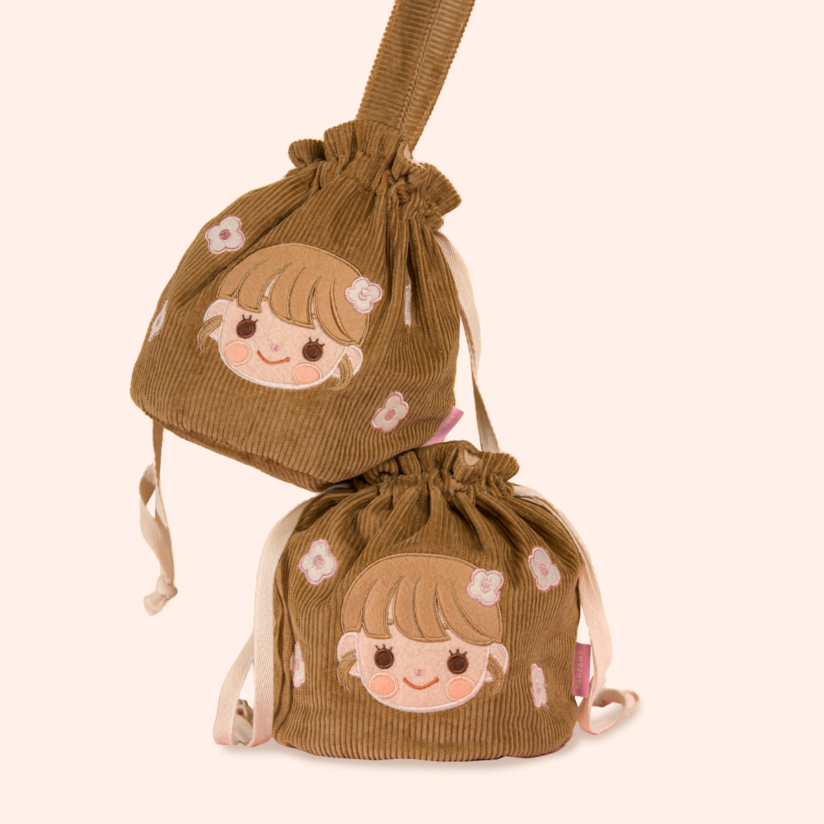 กระเป๋าผ้า ถุงหูรูด bucket bag: fahfahs ovaltine: preview 1