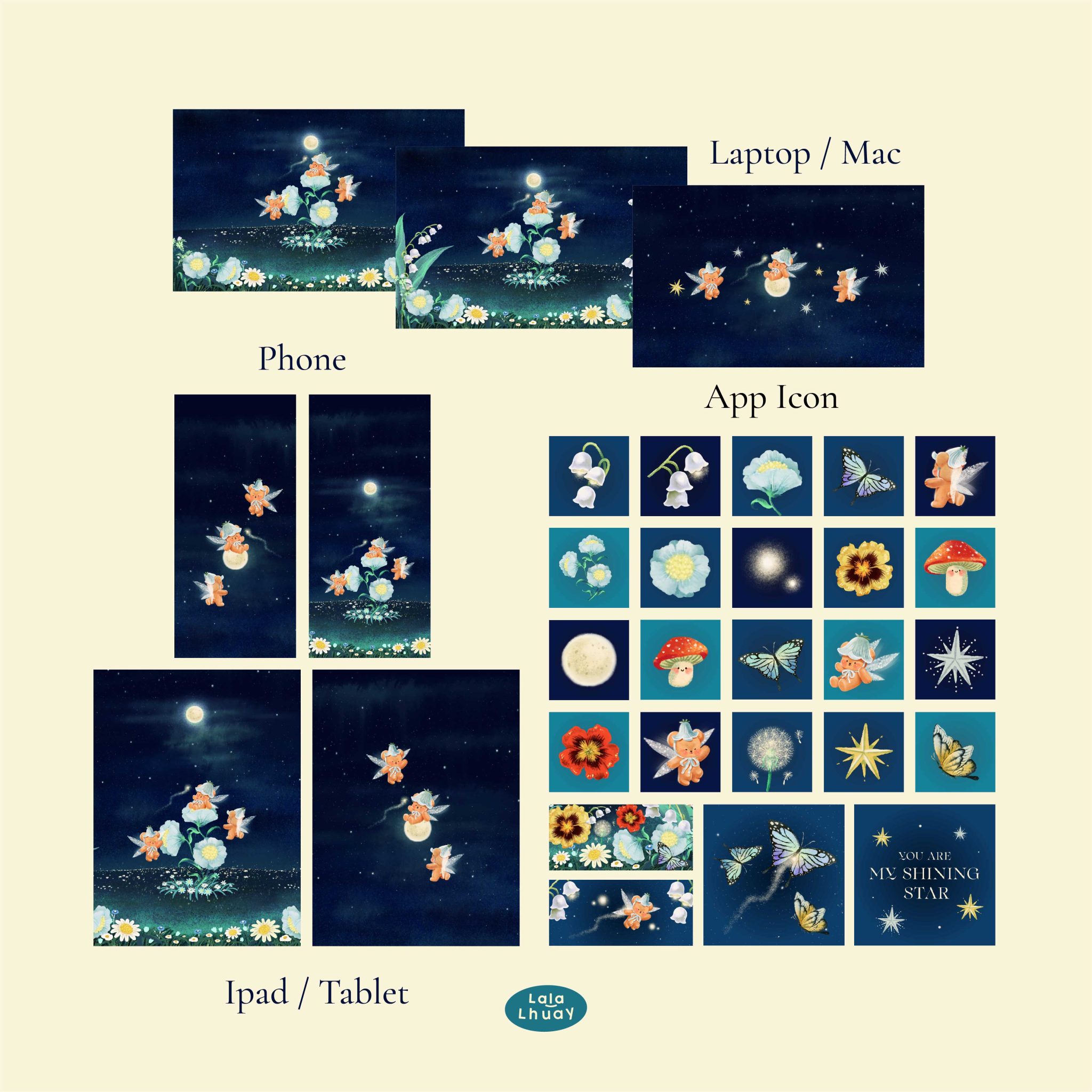 widget icon folder วอลเปเปอร์ไอโฟน wallpaper iphone pc ipad LALALHAUY fairy night collection Preview 2