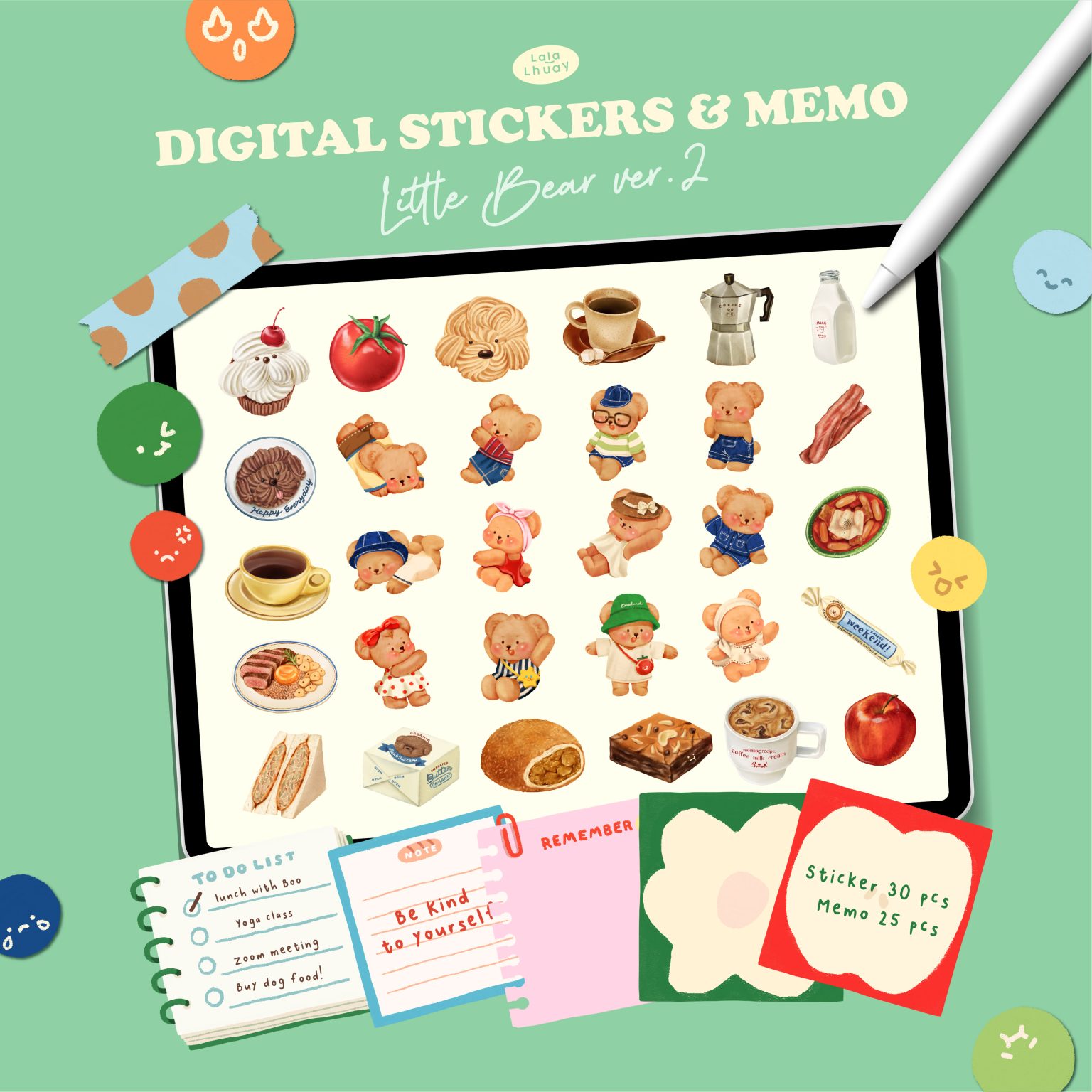 สติ๊กเกอร์ goodnotes png digital sticker: LALALHAUY little bear ver.2 Cover