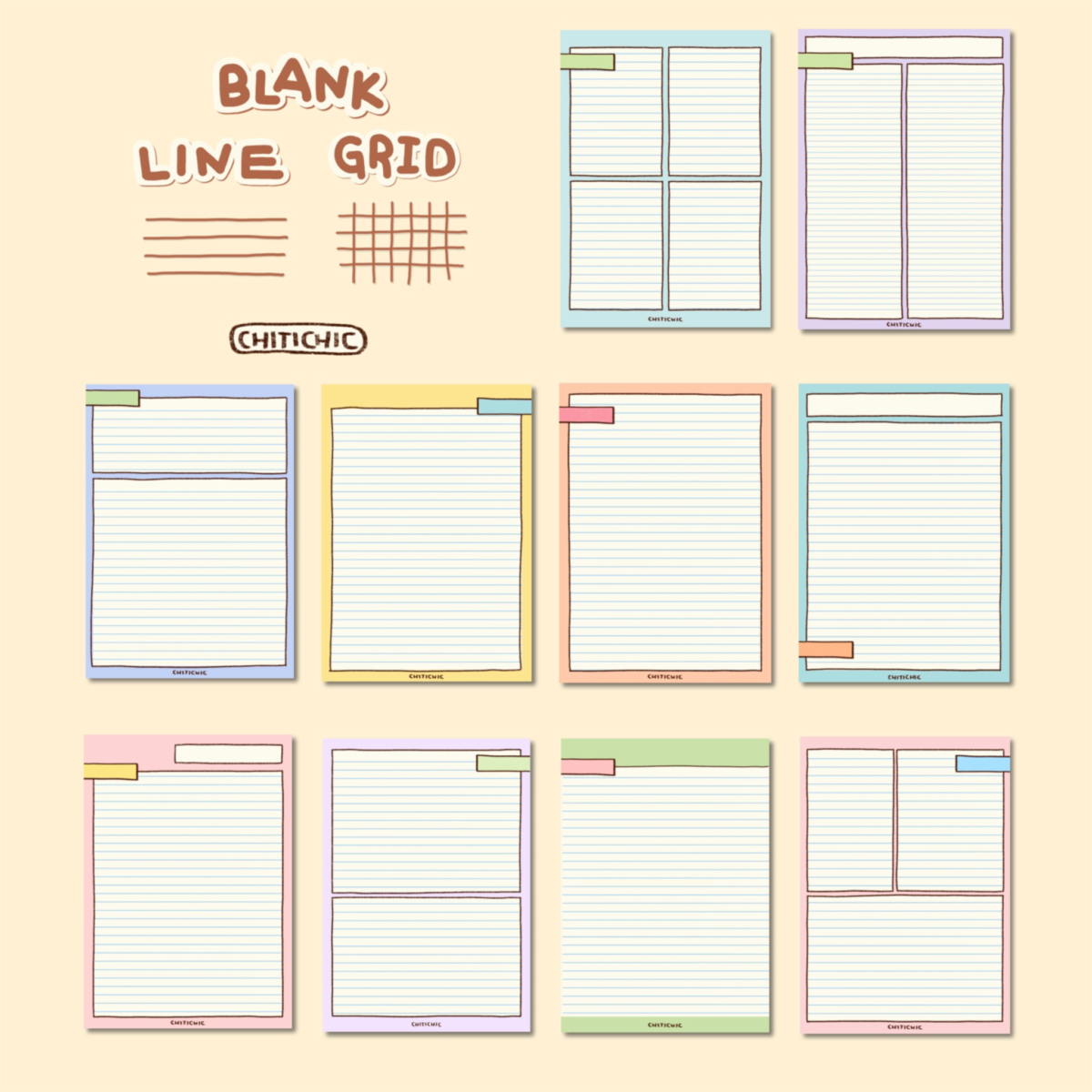 สมุดโน๊ต กระดาษโน๊ต png memopad memo pad digital notebook template goodnote - CHITICHIC digital notebook (vol.3)