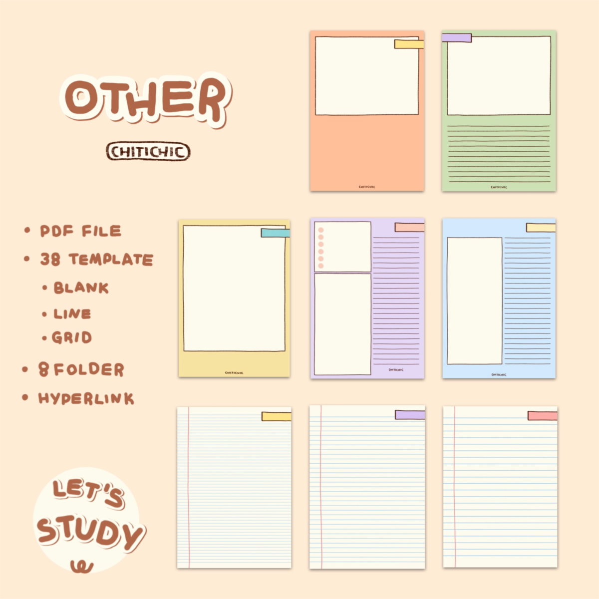 สมุดโน๊ต กระดาษโน๊ต png memopad memo pad digital notebook template goodnote - CHITICHIC digital notebook (vol.3)