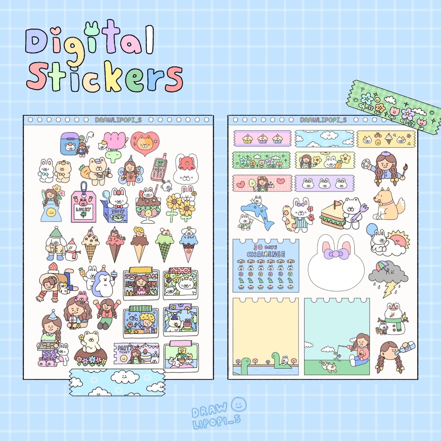 สติ๊กเกอร์ goodnotes png digital sticker: DRAWLIPOPI_S little Preview