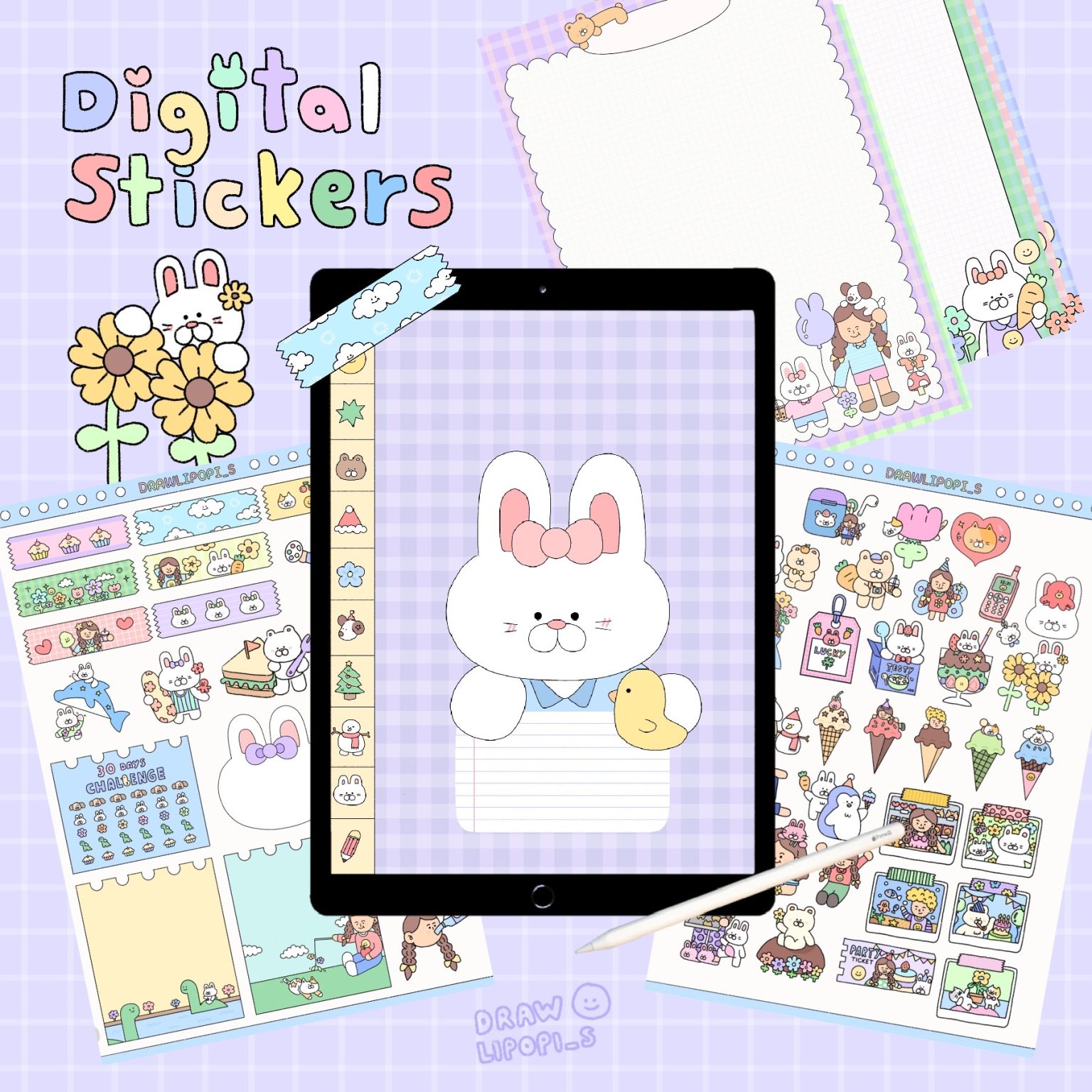 สติ๊กเกอร์ goodnotes png digital sticker: DRAWLIPOPI_S little Cover