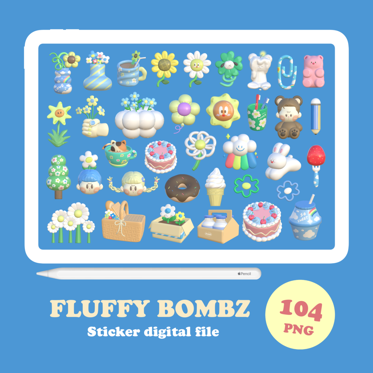 สติ๊กเกอร์ goodnotes png digital sticker: BOMBZSTUDIO fluffy Cover