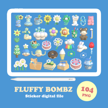 สติ๊กเกอร์ png สติ๊กเกอร์ goodnote sticker png - BOMBZSTUDIO digital sticker (fluffy)