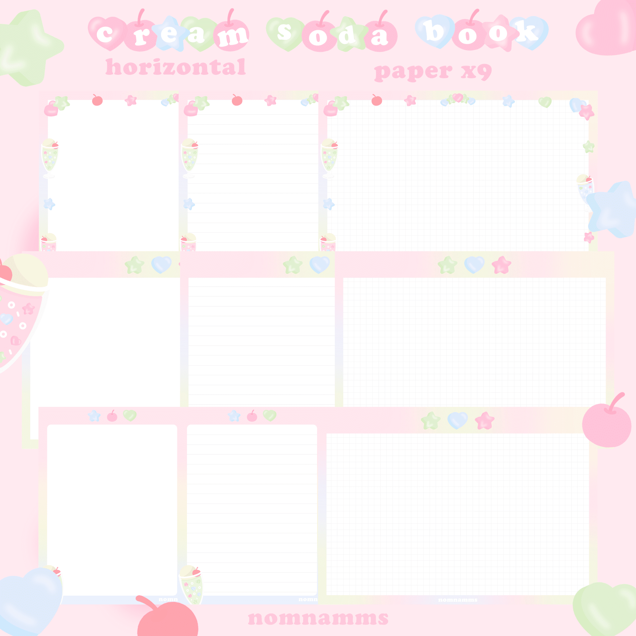 กระดาษโน๊ต memo pad notepad paper png digital notebook: CREAM SODA overall 4