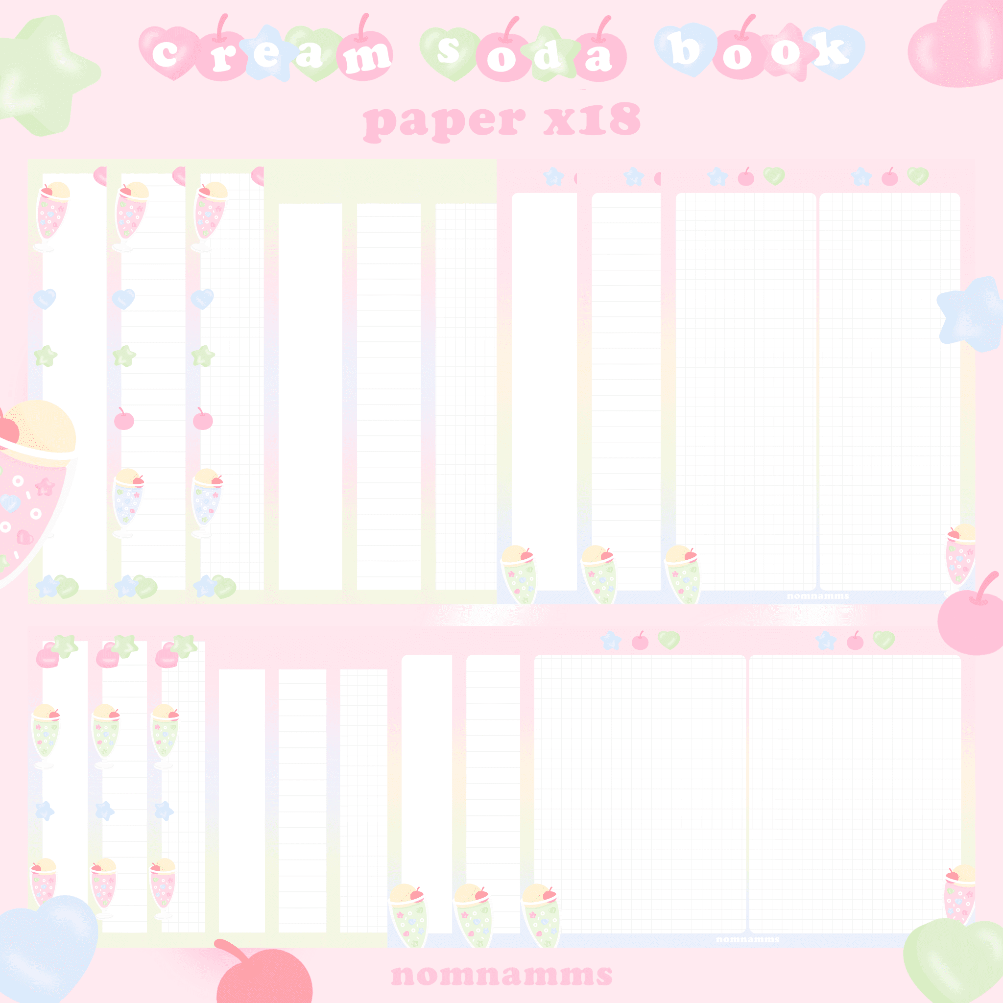 กระดาษโน๊ต memo pad notepad paper png digital notebook: CREAM SODA overall 2