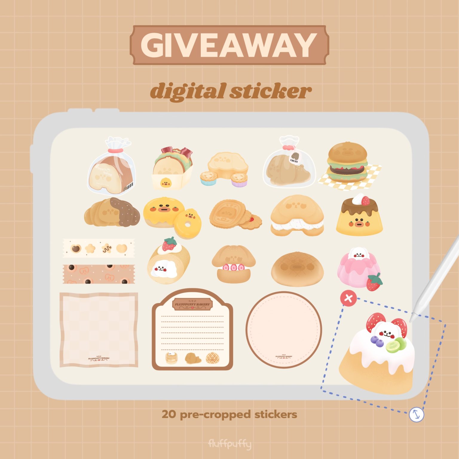 สติ๊กเกอร์ goodnotes png digital sticker: FLUFFPUFFY Bakery GIVEAWAY 1