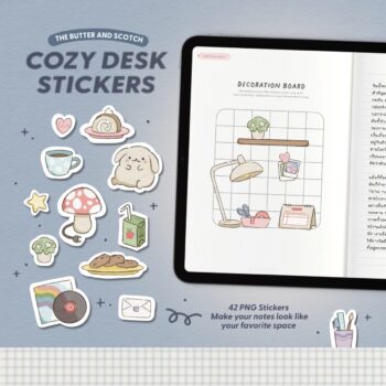 สติ๊กเกอร์ goodnotes png digital sticker: THE BUTTER AND SCOTCH Cozy Desk Cover