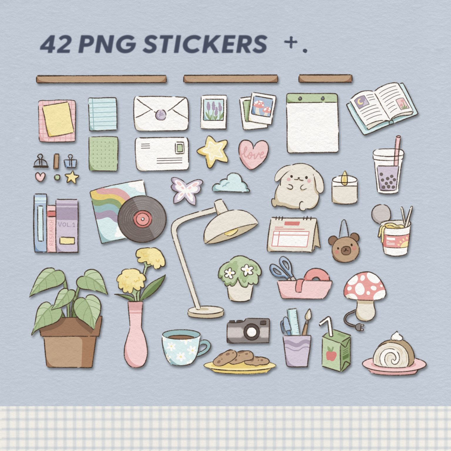 สติ๊กเกอร์ goodnotes png digital sticker: THE BUTTER AND SCOTCH Cozy Desk Preview 1