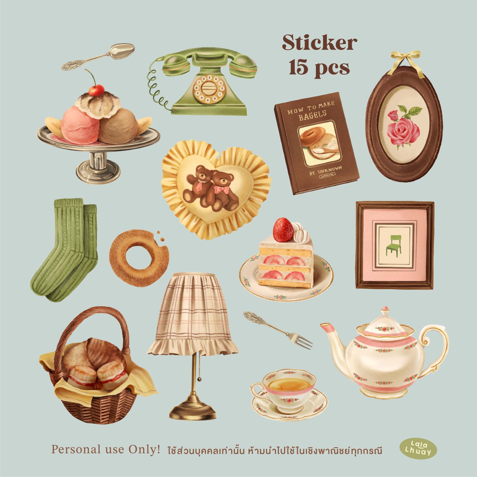 สติ๊กเกอร์ goodnotes png digital sticker: Lalalhauy Sweet Vintage Preview