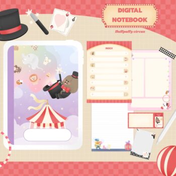 สมุดโน๊ต กระดาษโน๊ต png digital notebook สมุดโน๊ต สมุดโน๊ต pdf study planner Goodnote template Planner template goodnotes - FLUFFPUFFY digital notebook (circus)