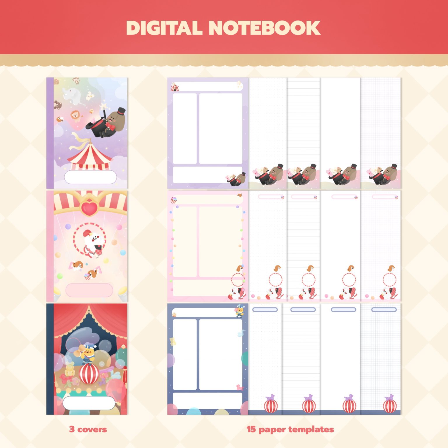 กระดาษโน๊ต memo pad notepad paper png digital notebook: FLUFFPUFFY digital pack circus Preview 4