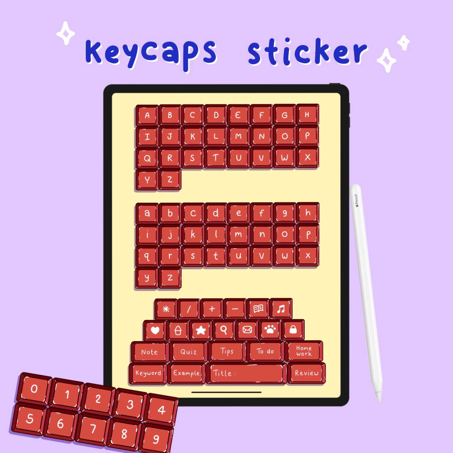 สติ๊กเกอร์ png goodnotes digital sticker: SKYBLUE.MTN keycaps Preview Red