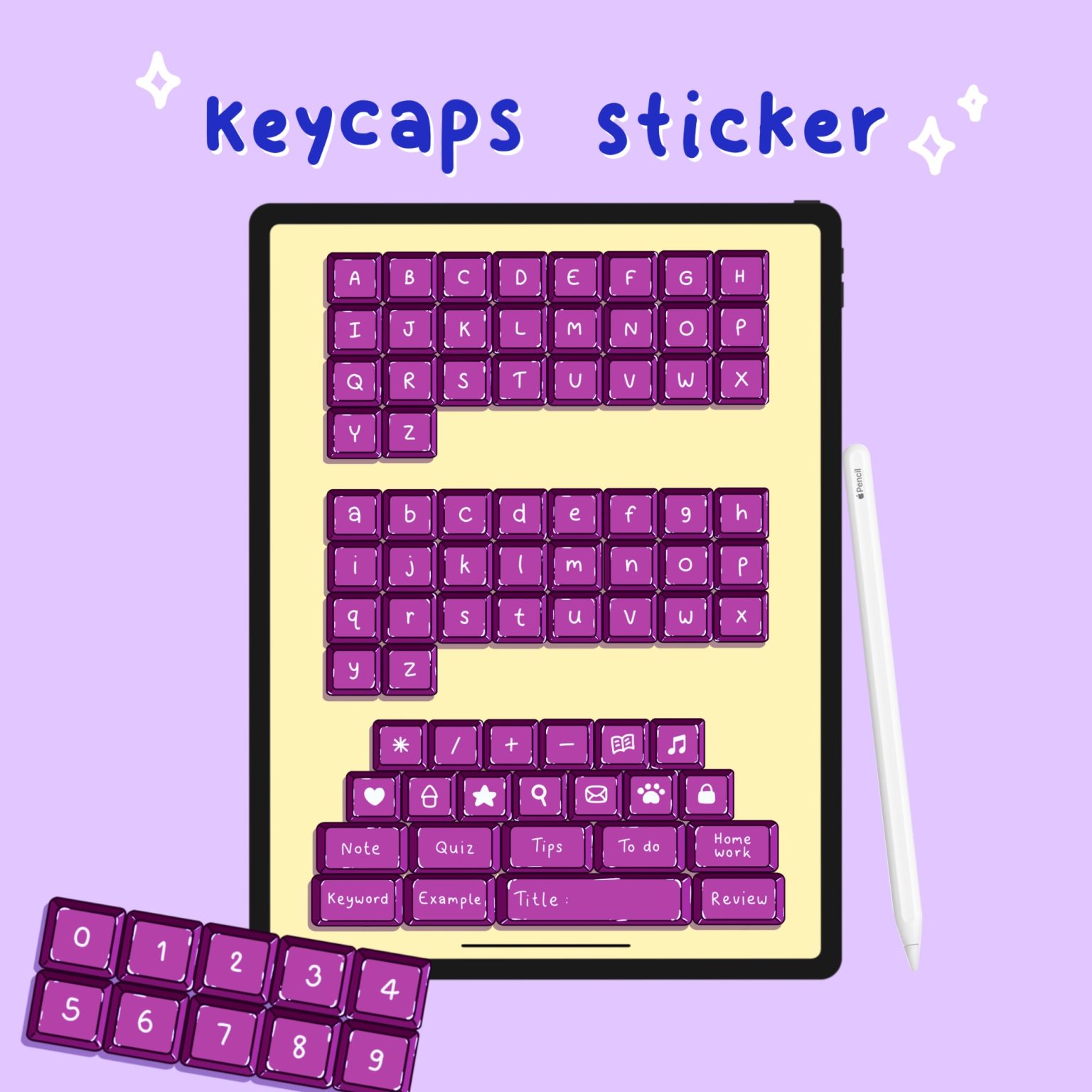 สติ๊กเกอร์ png goodnotes digital sticker: SKYBLUE.MTN keycaps Preview Purple