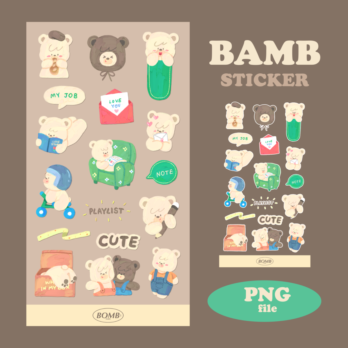 สติ๊กเกอร์ goodnotes png digital sticker: BOMBZSTUDIO bamb bear Cover