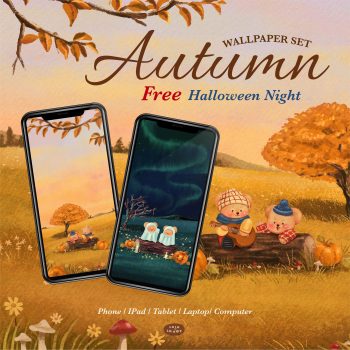 wallpaper iphone วอลเปเปอร์ไอโฟน ภาพพื้นหลัง วอลเปเปอร์ไอแพด wallpaper ipad LALALHAUY digital wallpaper set (autumn & halloween night)