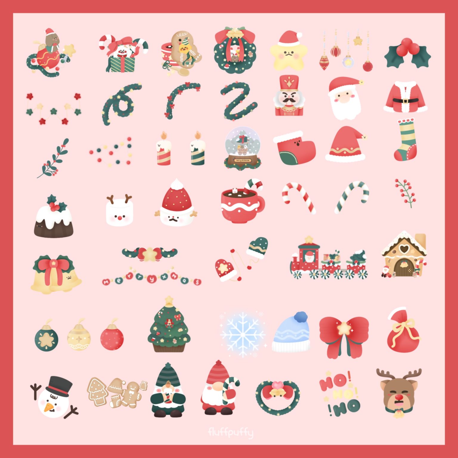 สติ๊กเกอร์ goodnotes png digital sticker: FLUFFPUFFY Christmas collection Preview