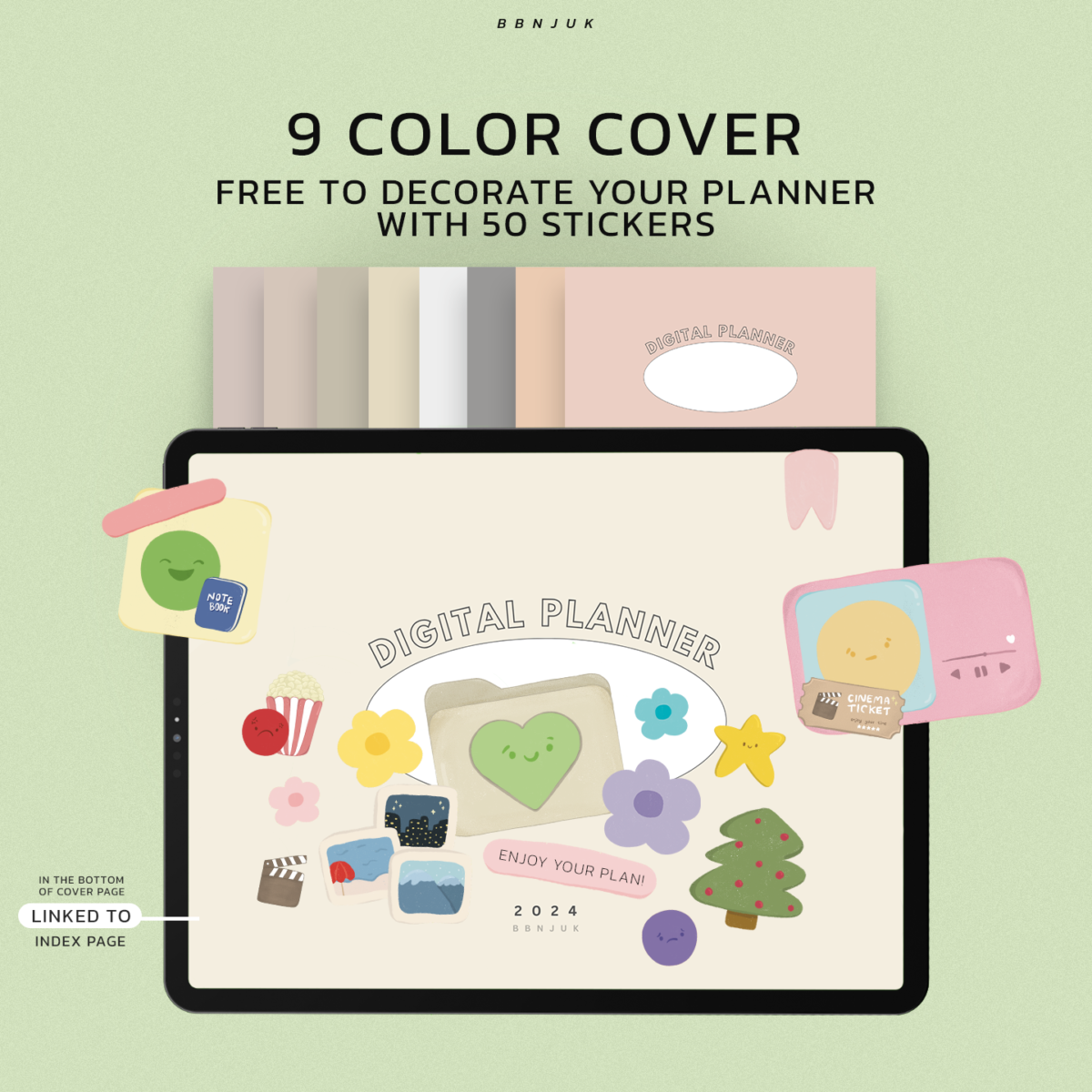 แพลนเนอร์ goodnote template 2024 digital planner: BBNJUK light and clean Preview 4