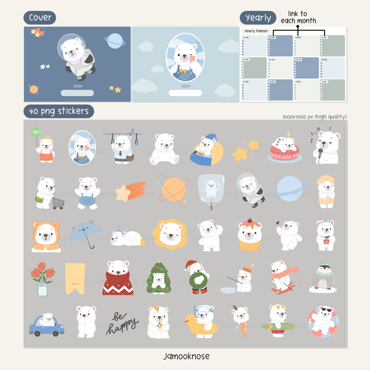 สติ๊กเกอร์ goodnotes png digital sticker: JAMOOKNOSE Preview