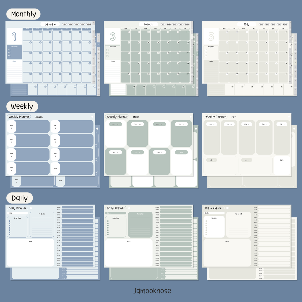 แพลนเนอร์ goodnote template 2024 digital planner: JAMOOKNOSE Preview 2