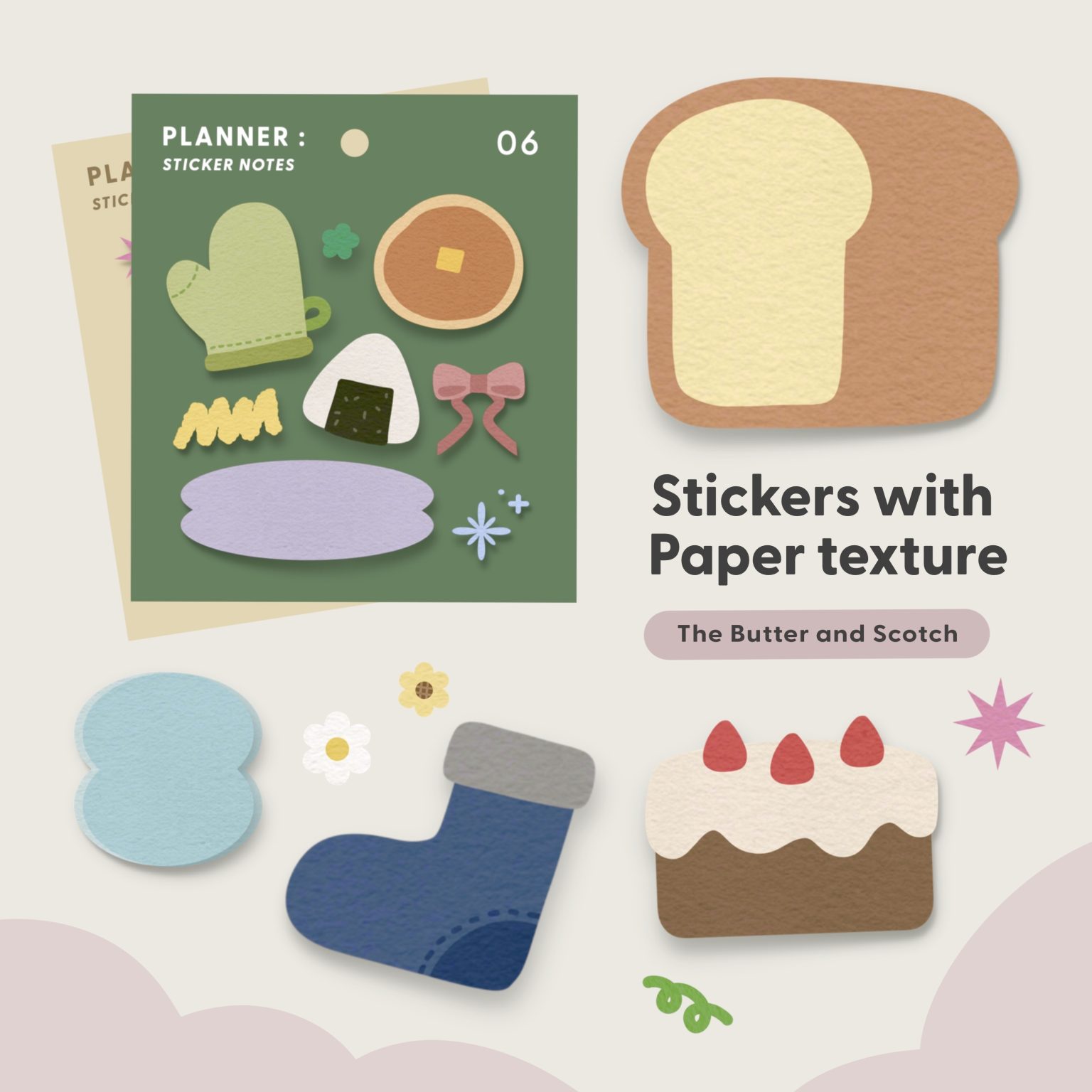 สติ๊กเกอร์ goodnotes png digital sticker: THE BUTTER AND SCOTCH note Preview