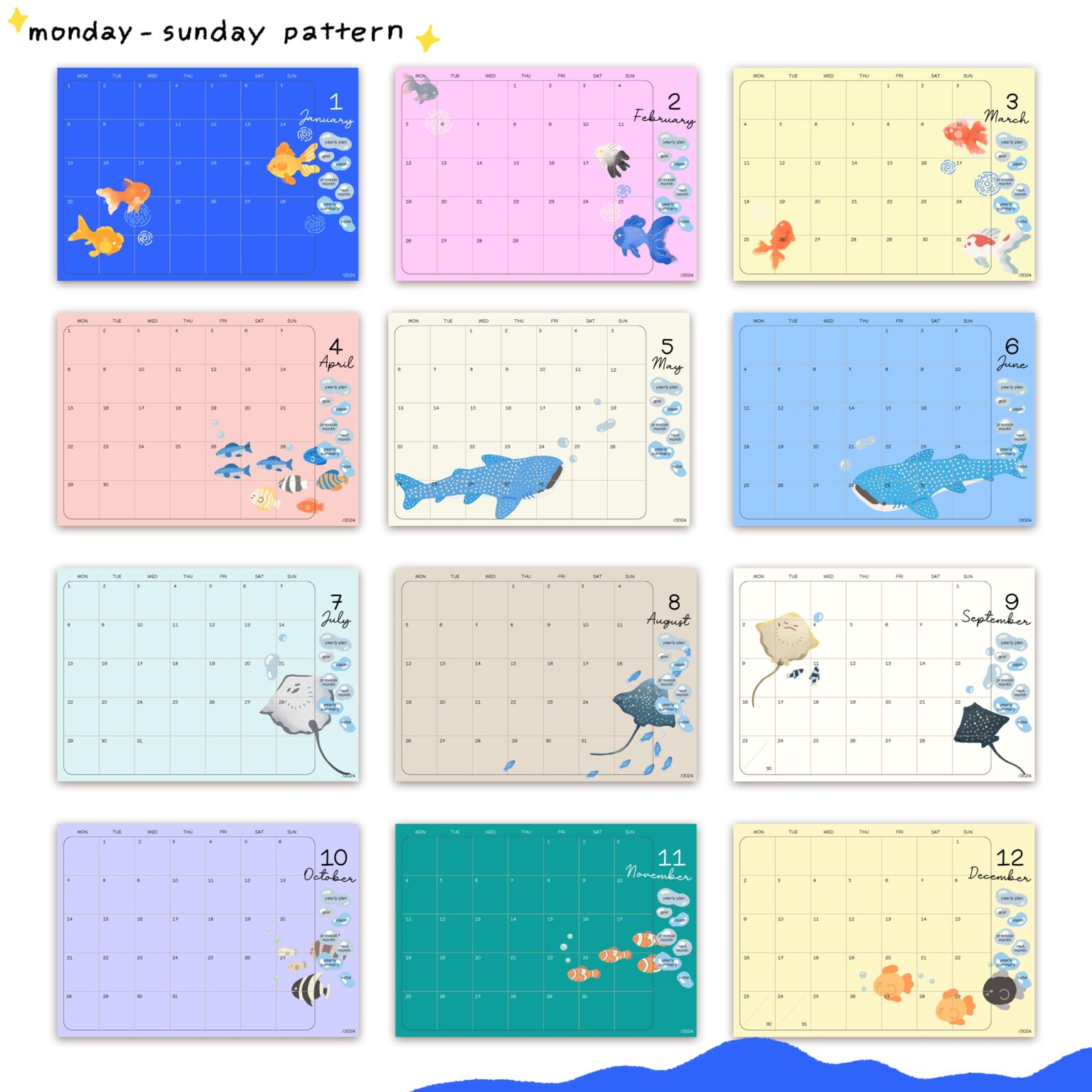 แพลนเนอร์ goodnote template 2024 digital planner: PO.LOID into the sea Preview 3