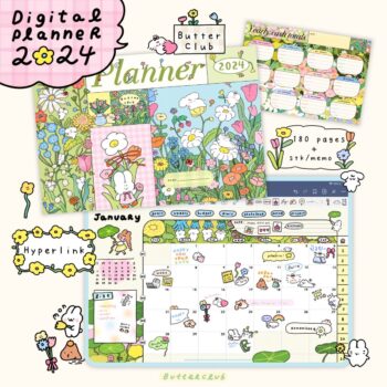 แพลนเนอร์ goodnote template 2024 digital planner: BUTTERCLUB Cover