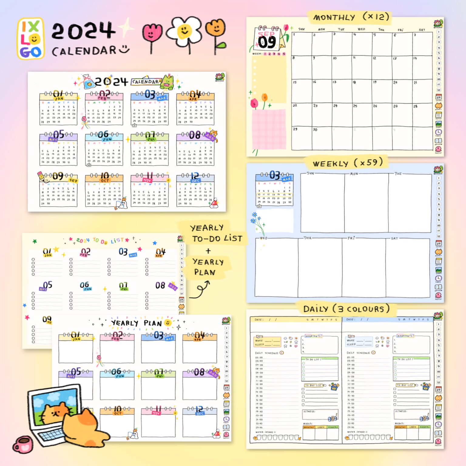 แพลนเนอร์ goodnote template 2024 digital planner: IXLOGO Preview 1