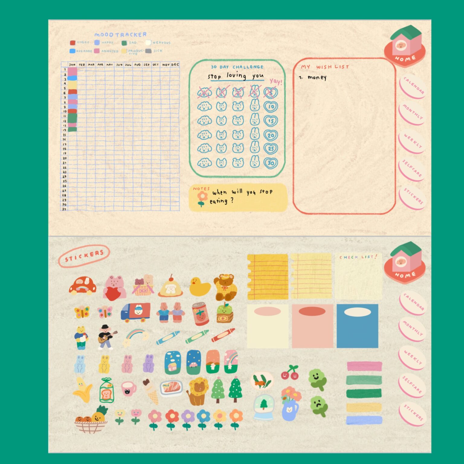 แพลนเนอร์ goodnote template 2024 digital planner: CHONNI.ANDCO fluffy crew Preview 2