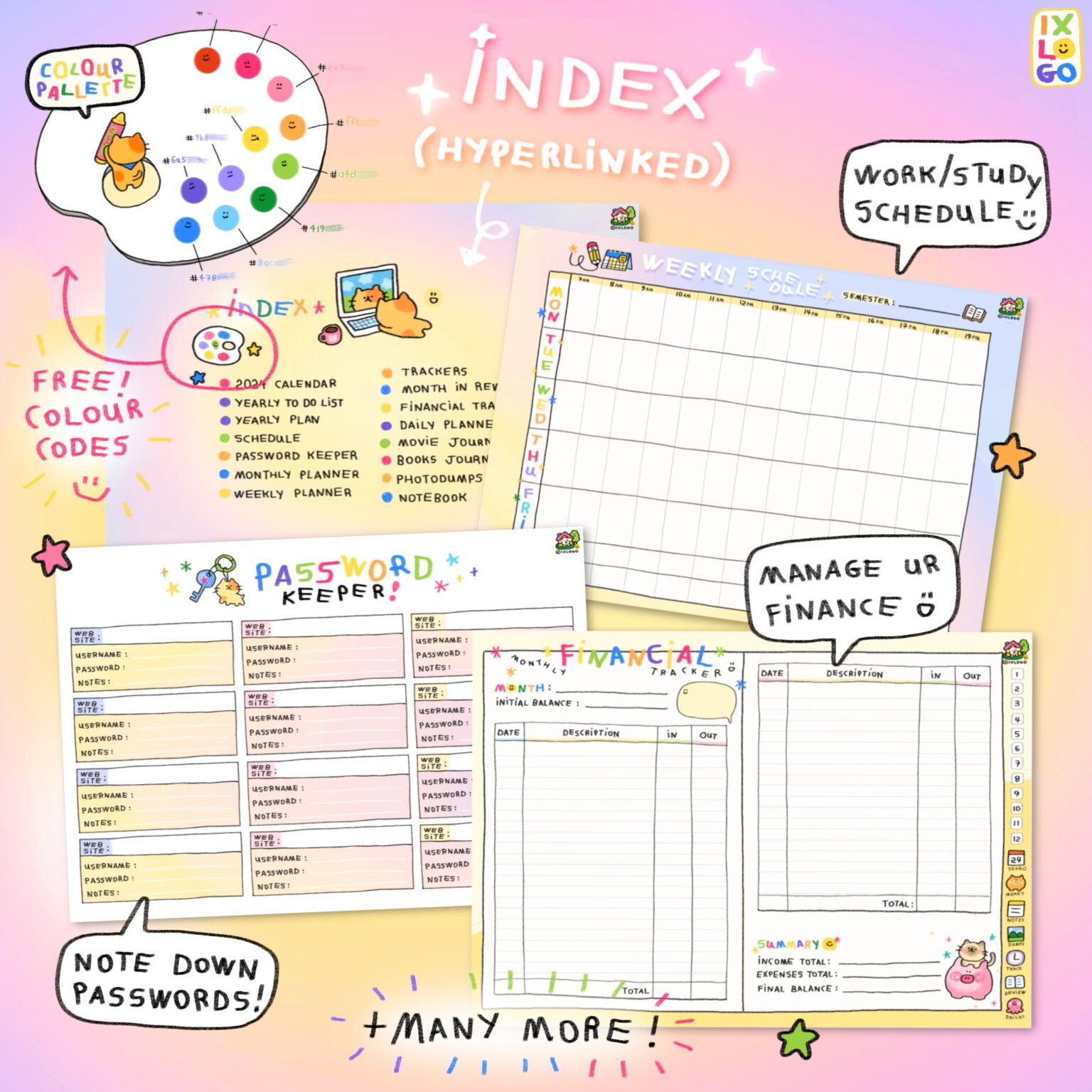 แพลนเนอร์ goodnote template 2024 digital planner: IXLOGO Preview 2