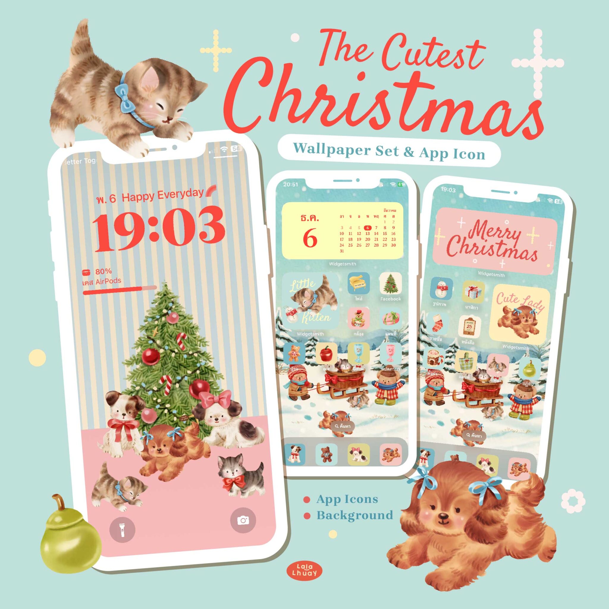 widget icon folder วอลเปเปอร์ไอโฟน wallpaper iphone pc ipad: LALALHAUY the cutest christmas Cover